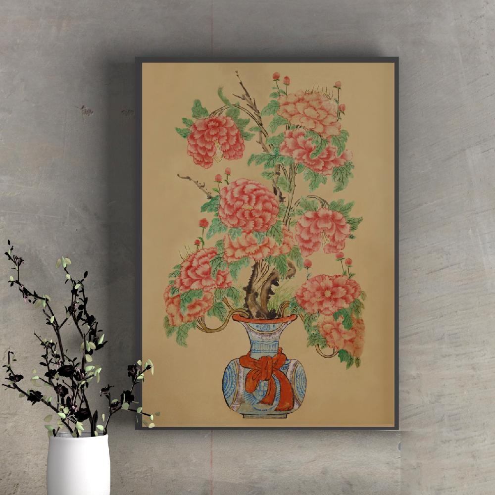Korean Folk Art Frameless Art Print, minhwa drawing Korean art poster for home  decoration_'Morando'