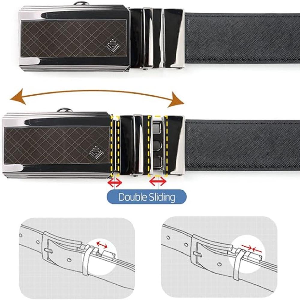 LineFit Men's Leather Belt_Casual Dress Classic Jean Adjustable Automatic Stretch Buckle N03 (Sizes
